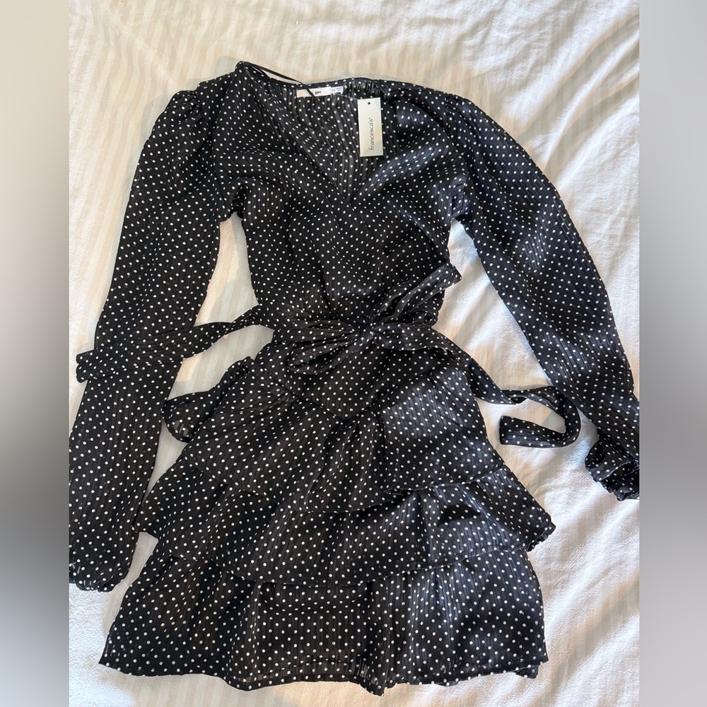 Black Polka Dot Wrap Dress